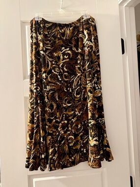 Chico's Black and Brown Floral A-Line Skirt
